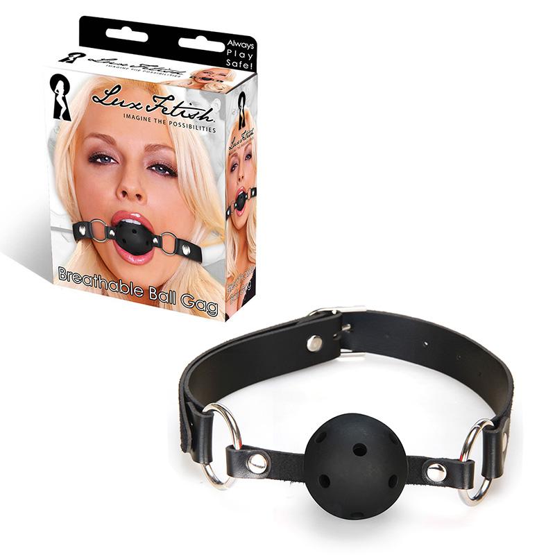 Классический кляп с отверстиями для дыхания «Breathable Ball Gag» от компании Lux Fetish, цвет черный, размер OS, LF4020, длина 57 см.