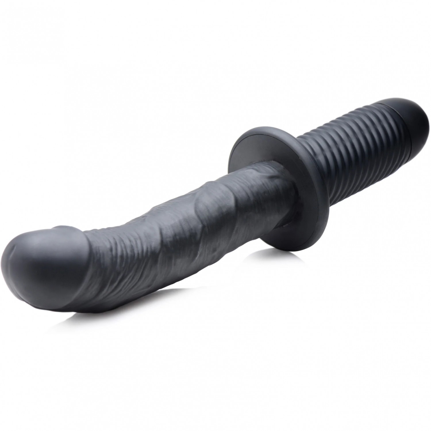 Вибратор с рукоятью «The Large Realistic 10X Silicone Vibrator With Handle», цвет черный, XR Brands XRAG300, длина 30.5 см.