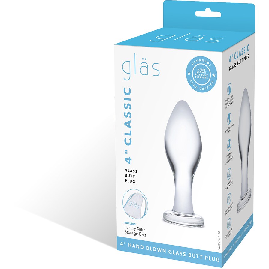 Элегантная анальная пробка из стекла «Classic Glass Butt Plug», цвет прозрачный, Glas GLAS-156, длина 10 см.