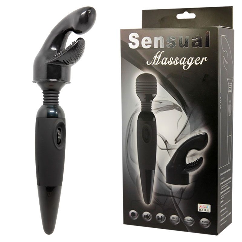 Вибромассажер «Sensual Massager» для тела со сменной насадкой на головку, Baile BW-055011, длина 25 см.