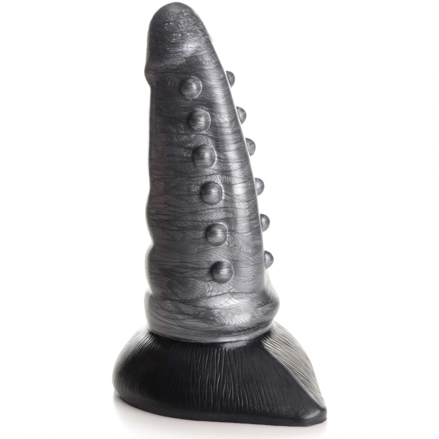 Фантазийный фаллоимитатор «Creature Cocks Beastly Tapered Bumpy Silicone Dildo», цвет серый, XR Brands XRAG878, длина 21 см.