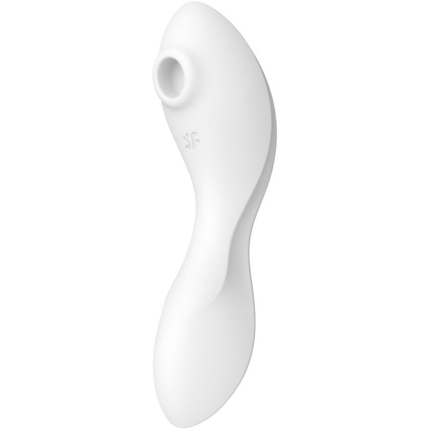 Вакуумный массажер с вибрацией «Curvy Trinity 5+», цвет белый, Satisfyer 036557SA, длина 17 см.