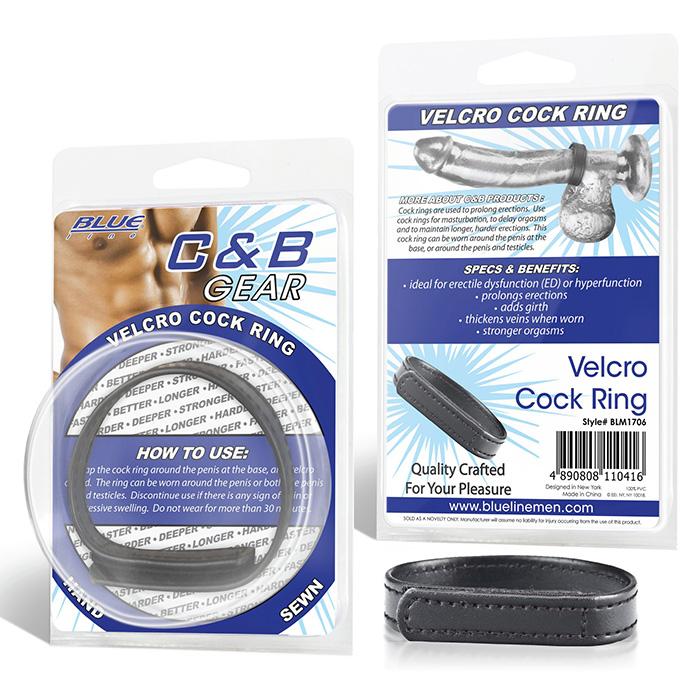 BlueLine «Velcro Cock Ring» кольцо на пенис из искусственной кожи на липучке, BLM1706, длина 4.5 см.