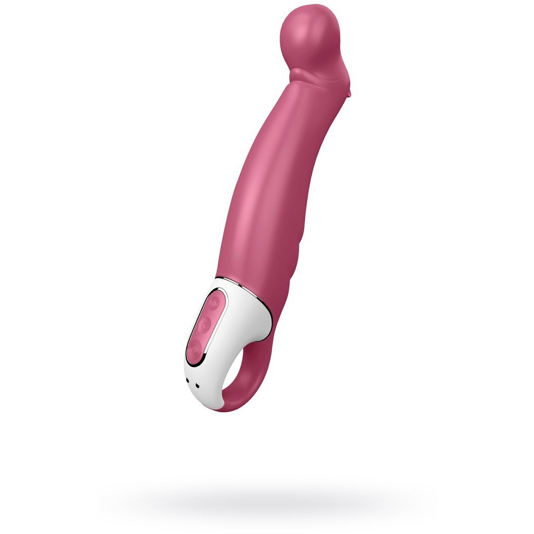 Необычный вибратор для точки G с согнутым концом «Petting Hippo», цвет розовый, Satisfyer EE73-874-1017, длина 22.9 см.