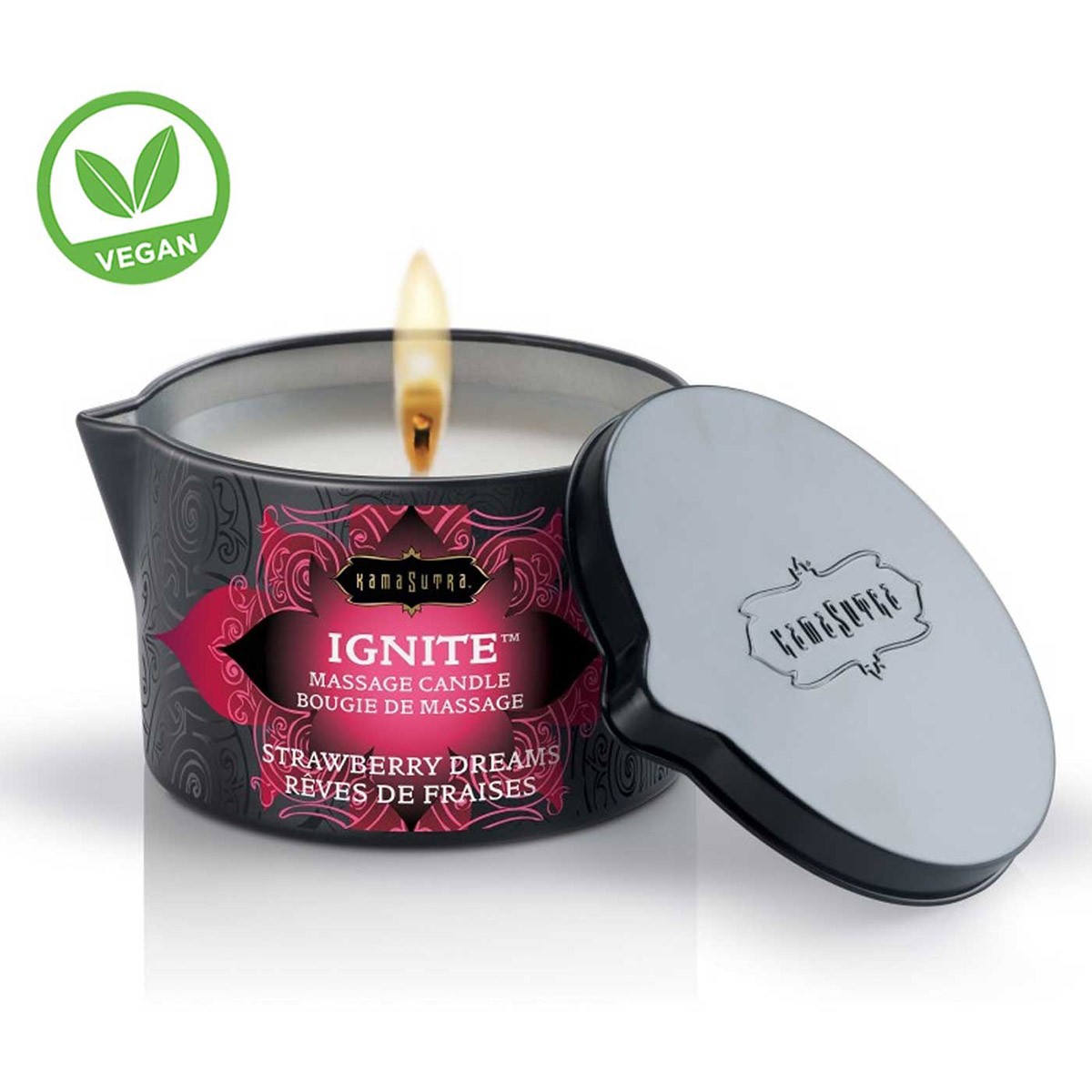 Массажное масло-свеча «Ignite massage oil candle strawberry dreams», 170 мл, KamaSutra KS10228, 170 мл.