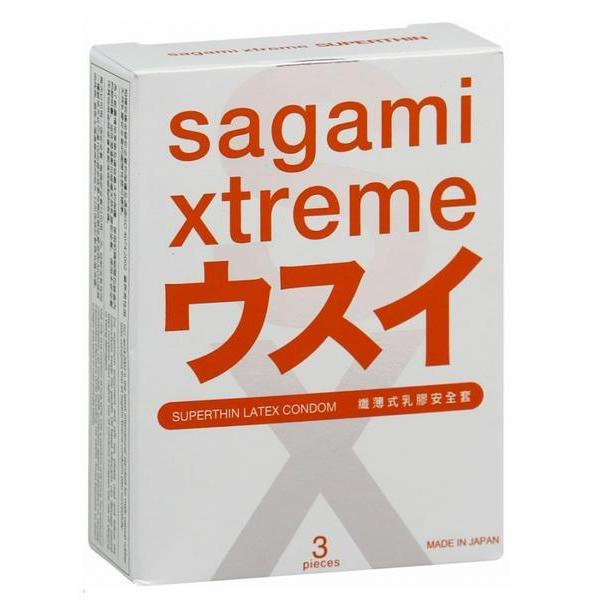 Ультратонкие японские презервативы Sagami «Xtreme SUPERTHIN», упаковка 3 шт., длина 19 см.