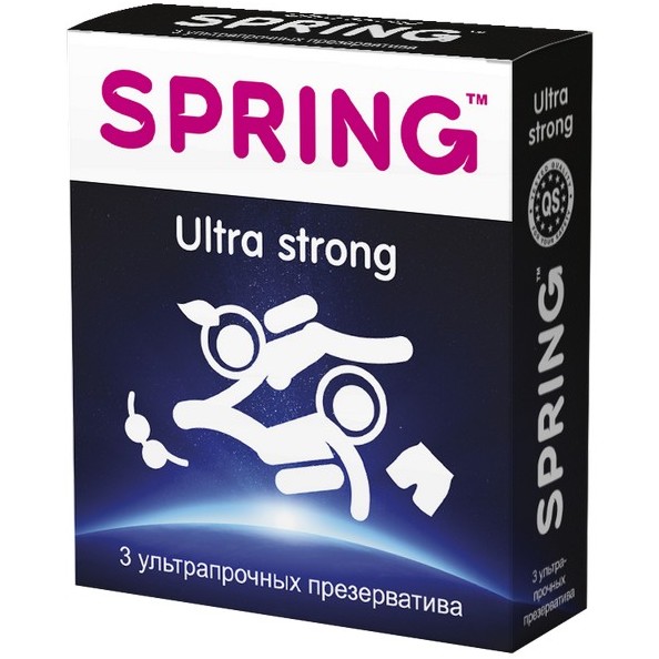 Презервативы ультра-прочные «Ultra Strong», в упаковке 3 шт, Spring SP Ultra 3, длина 19.5 см.