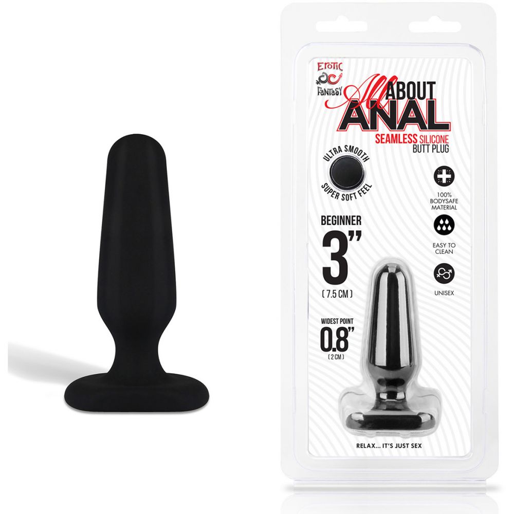 EroticFantasy «Anal Beginner 3» черный плаг из ультрабархатистого силикона, HT-B1-BLK, длина 6.5 см.