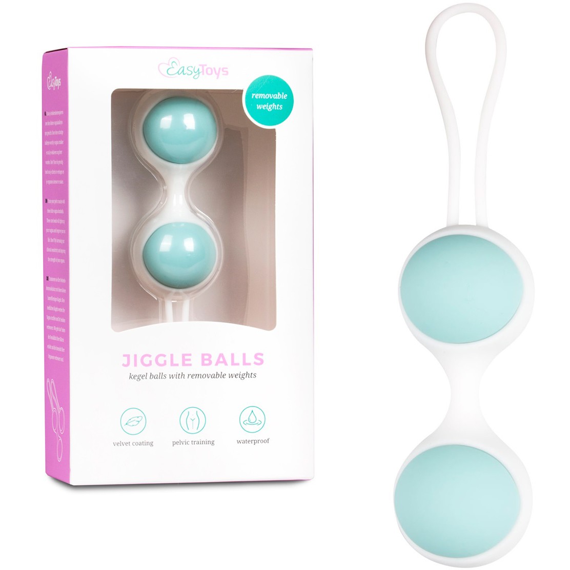 Вагинальные тренажеры «Double Removable Kegel Ball», EasyToys ET251BLU, длина 14.5 см.