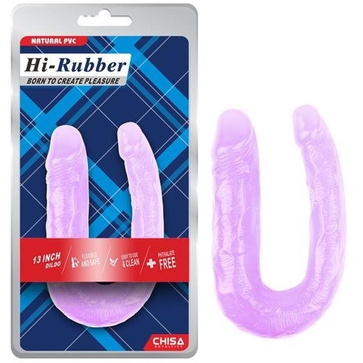 Фаллоимитатор двойной «Hi-Rubber», цвет лиловый , Chisa Novelties CN-711937861, длина 33 см.