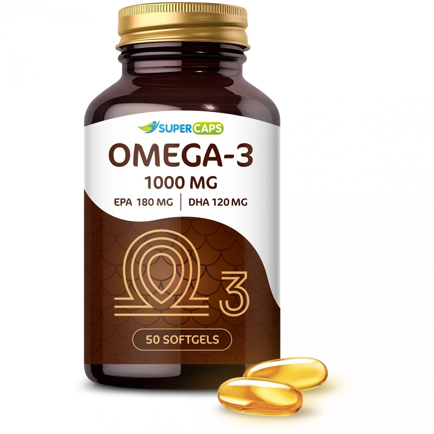 Пищевая добавка «SuperCaps OMEGA-3 1000 mg», 50 капсул, Supercaps 150494