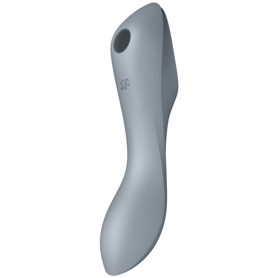 Вакуумный вибратор «Curvy Trinity 3», цвет серый, Satisfyer, длина 17.8 см.