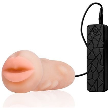 Мастурбатор-ротик с вибрацией «Realstuff Lifelike Vibrating Stroker» и пультом управления, телесный, Dream toys 21211, длина 13 см.