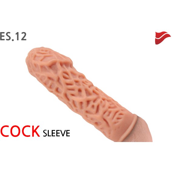 Увеличивающая насадка на фаллос с рельефными складочками «Cock Sleeve», цвет телесный, Es.012, длина 14.7 см.