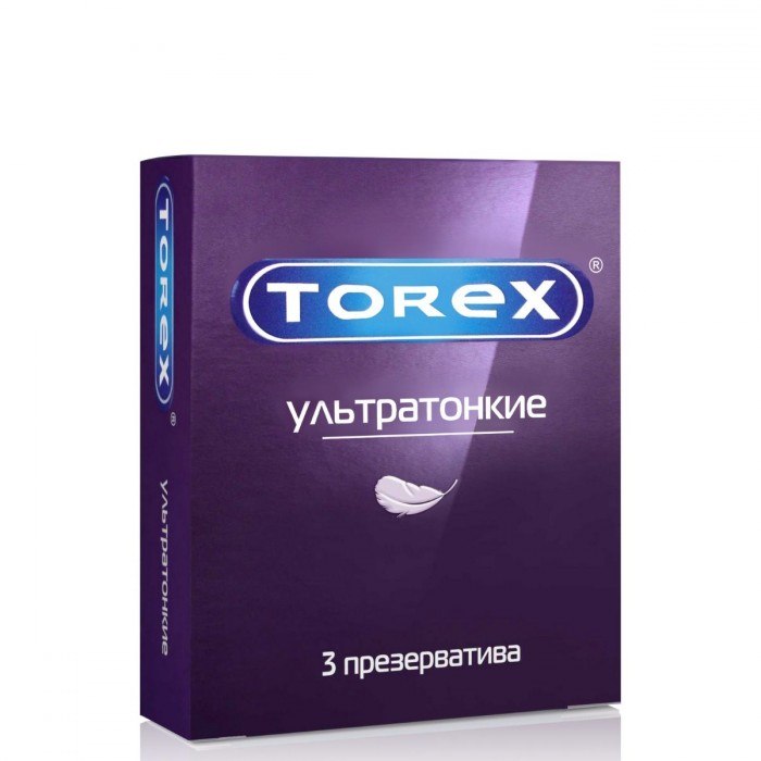 Латексные презервативы Torex ультратонкие, упаковка 3 шт, 2294, длина 18 см.