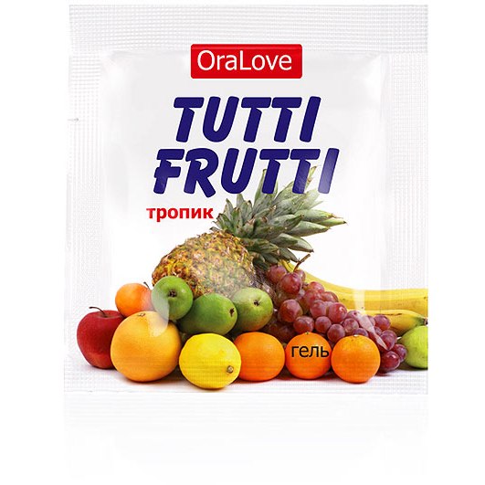 Оральный гель-лубрикант «Tutti-Frutti OraLove» со вкусом экзотических фруктов, объем 4 мл, Биоритм lb-30006t, 4 мл.