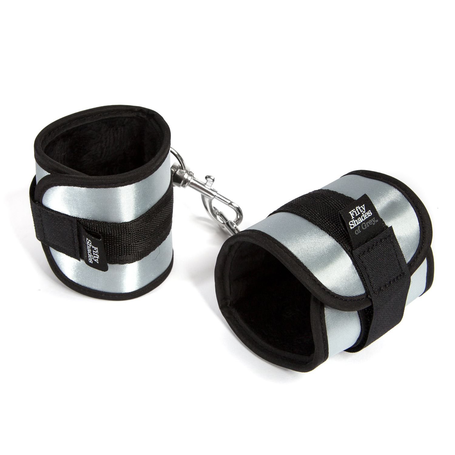 Комфортные наручники «FSoG Totally His Soft Handcuffs», цвет серебристый, Fifty Shades of Grey FS52413