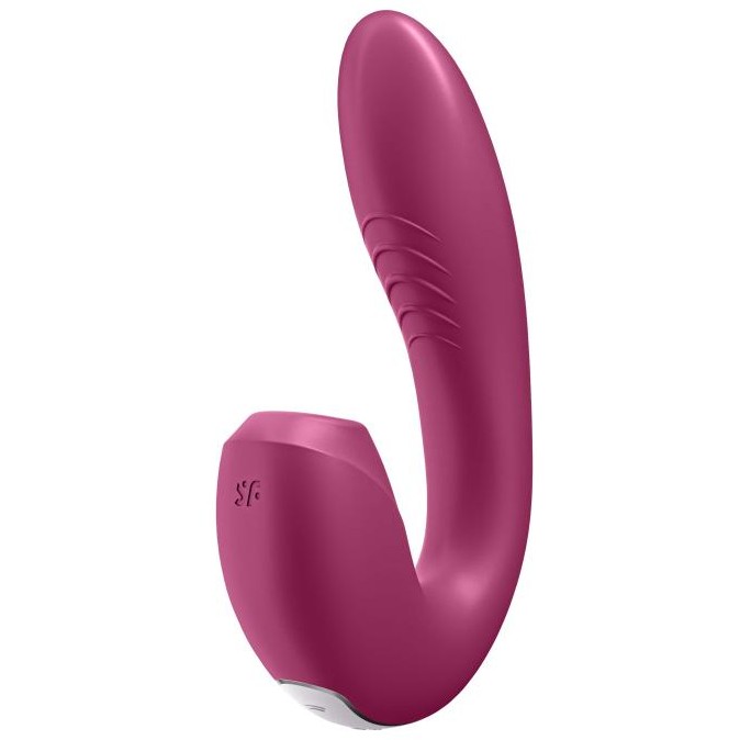 Вибратор с вакуумным стимулятором «Sunray» с фиксацией формы, Satisfyer 4009773RED, длина 15 см.