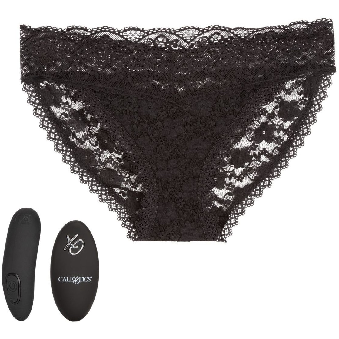 Кружевные трусики с вибромассажером для стимуляции клитора «Remote Control Lace Panty Set», размер L/XL, California Exotic SE-0077-92-3