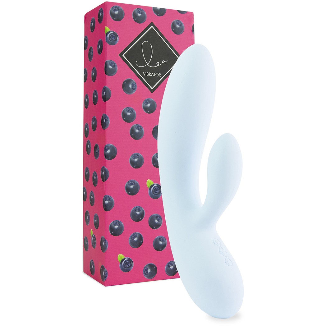 Вибромассажер-кролик «Lea Rabbit Vibrator Blueberry» с двумя независимыми моторами, цвет голубой, FeelzToys FLZ-E27801, длина 20.2 см.