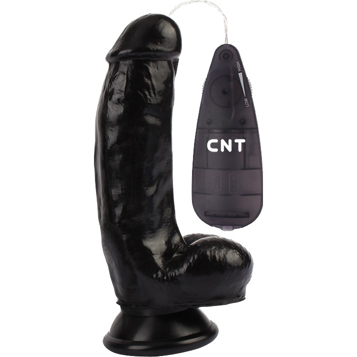 Изогнутый черный вибратор с присоской «6.9 Stud Realistic Dildo Black», CNT-180095B, длина 17.5 см.