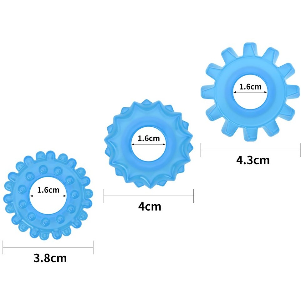 Набор из 3 эрекционных колец «Lumino Play», цвет голубой, LoveToy LV343010