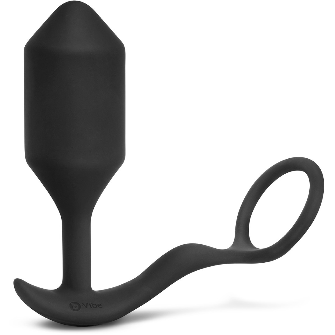 Вибрирующий плаг с кольцом для эрекции «Vibrating Snug & Tug», размер XL, B-Vibe BV-033-BLK, длина 12.5 см.