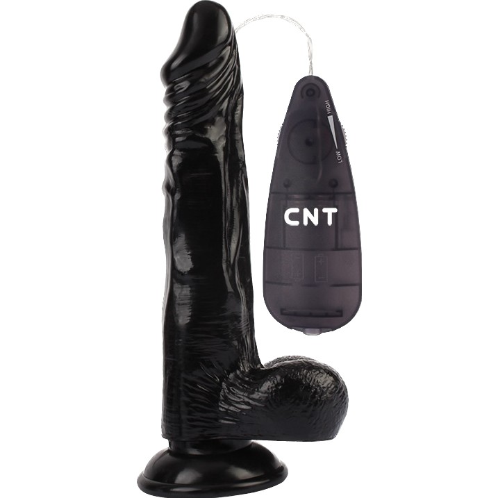 Реалистичный черный вибратор «8.5 Vibrating Beginner Dildo Black», CNT-180083B, длина 21.5 см.