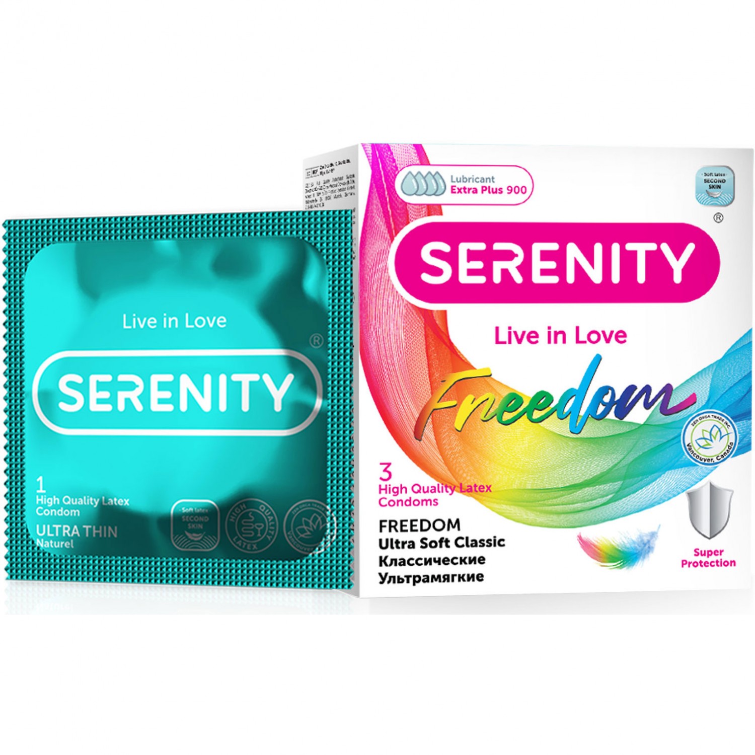 Классические ультрамягкие презервативы «Freedom Ultra Soft», 3 шт, Serenity 6949402825726, длина 18 см.