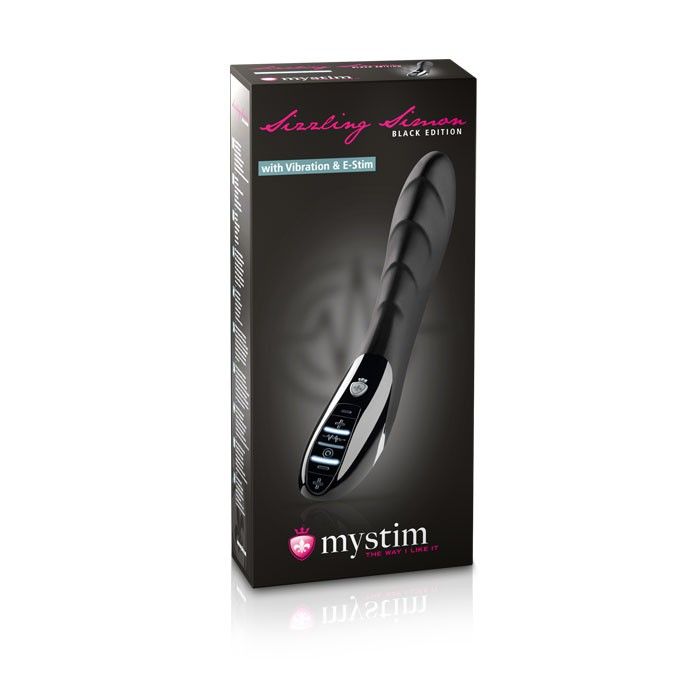 Электростимулирующий вибратор «Sizzling Simon Black Edition» с волнообразным рельефом, Mystim MY46872, длина 27 см.