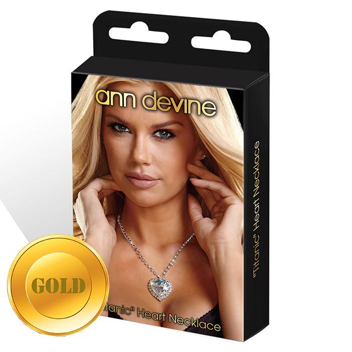 Ann Devine «Gold Titanic Heart Necklace» золотистая цепочка с сердцем, длина 60 см.