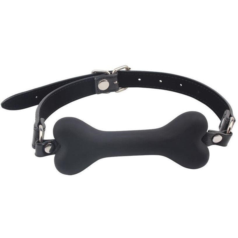 Черный силиконовый кляп-косточка «Doggie Bone Bit Gag», Chisa CN-634132362, длина 55 см.