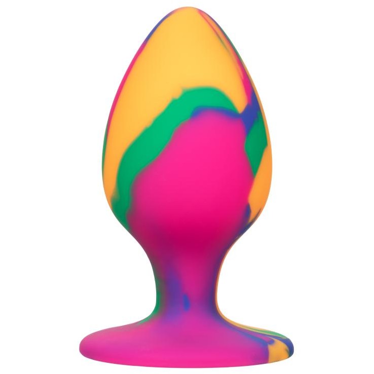 Яркая анальная пробка из силикона «Cheeky Large Tie-Dye Plug», материал силикон, California Exotic Novelties SE-0439-15-3, длина 9 см.