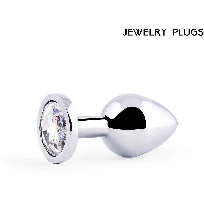 Анальная пробка «Silver Plug Medium» с кристаллом, Anal Jewerly Plug SM-01, длина 8.2 см.