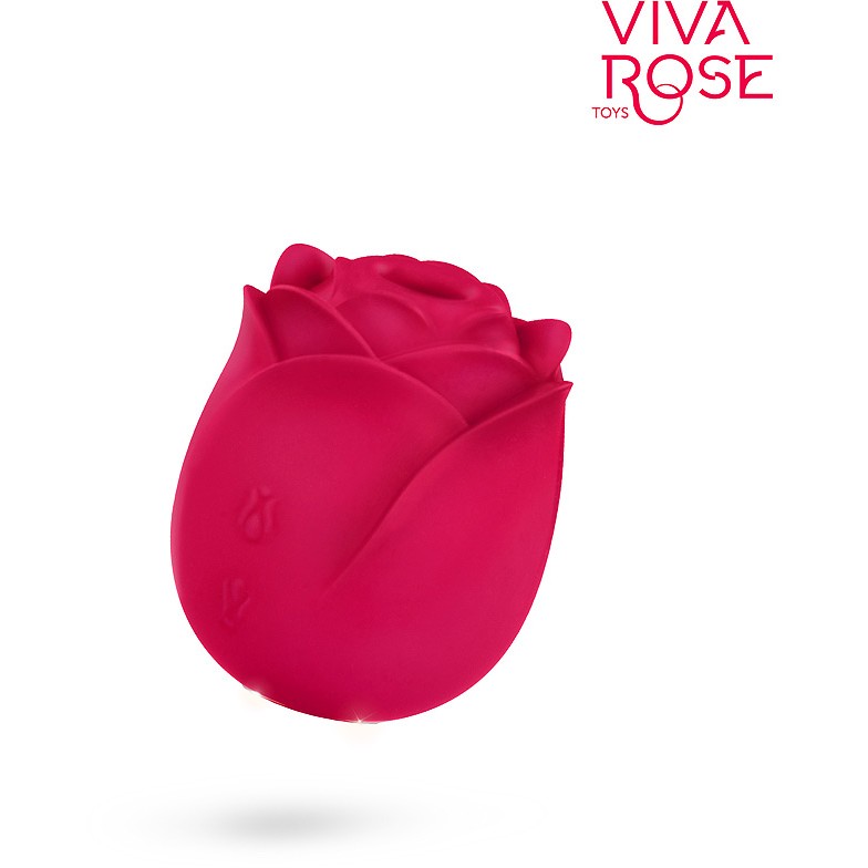 Вибромассажер-роза с эффектом вакуума, цвет малиновый, Viva Rose Toys RT-34015, диаметр 0.57 см.