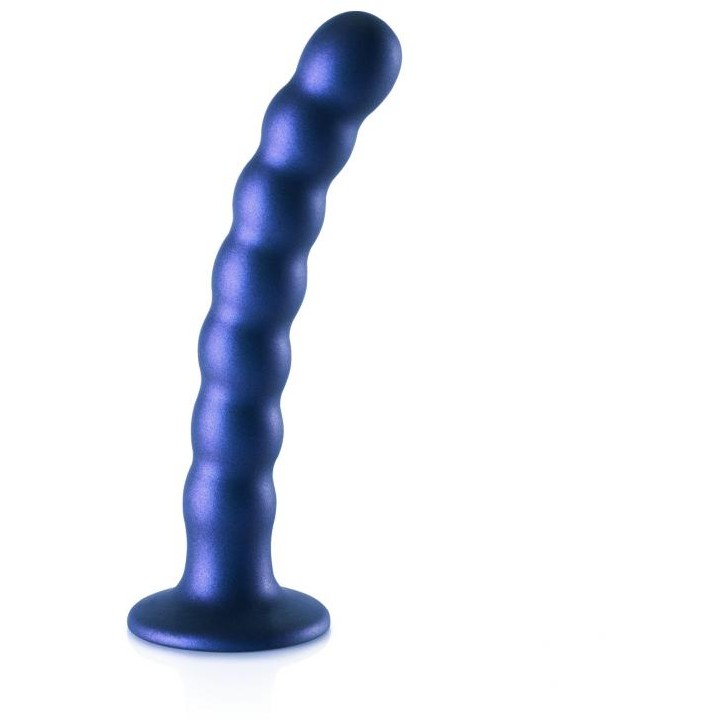 Изогнутый фаллоимитатор «Beaded G-Spot» с плавным рельефом, цвет синий, Shots Media OU823MBL, длина 16.5 см.