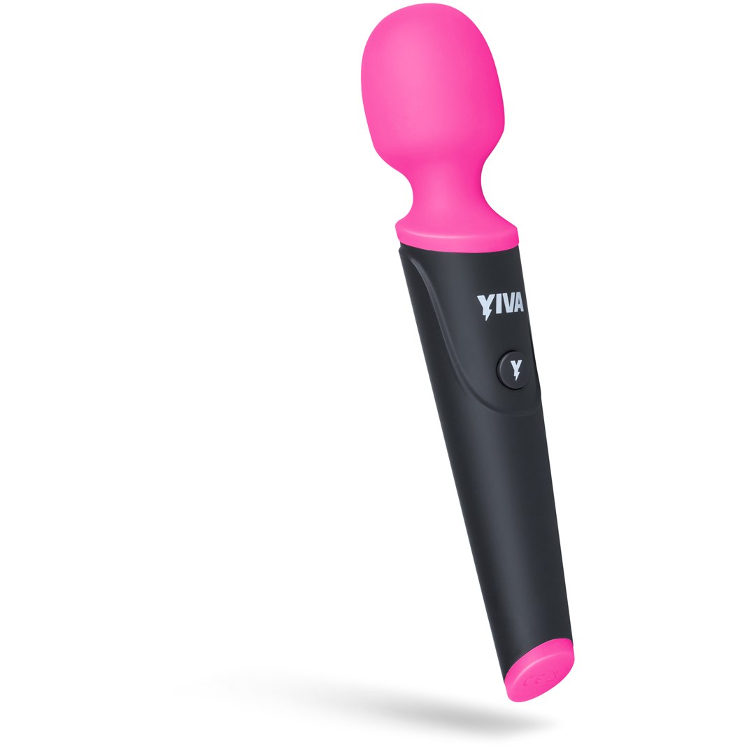 Черно-розовый перезаряжаемый вибромассажер «Yiva Power Massager», EDC Collections YIV001PNK, длина 19 см.