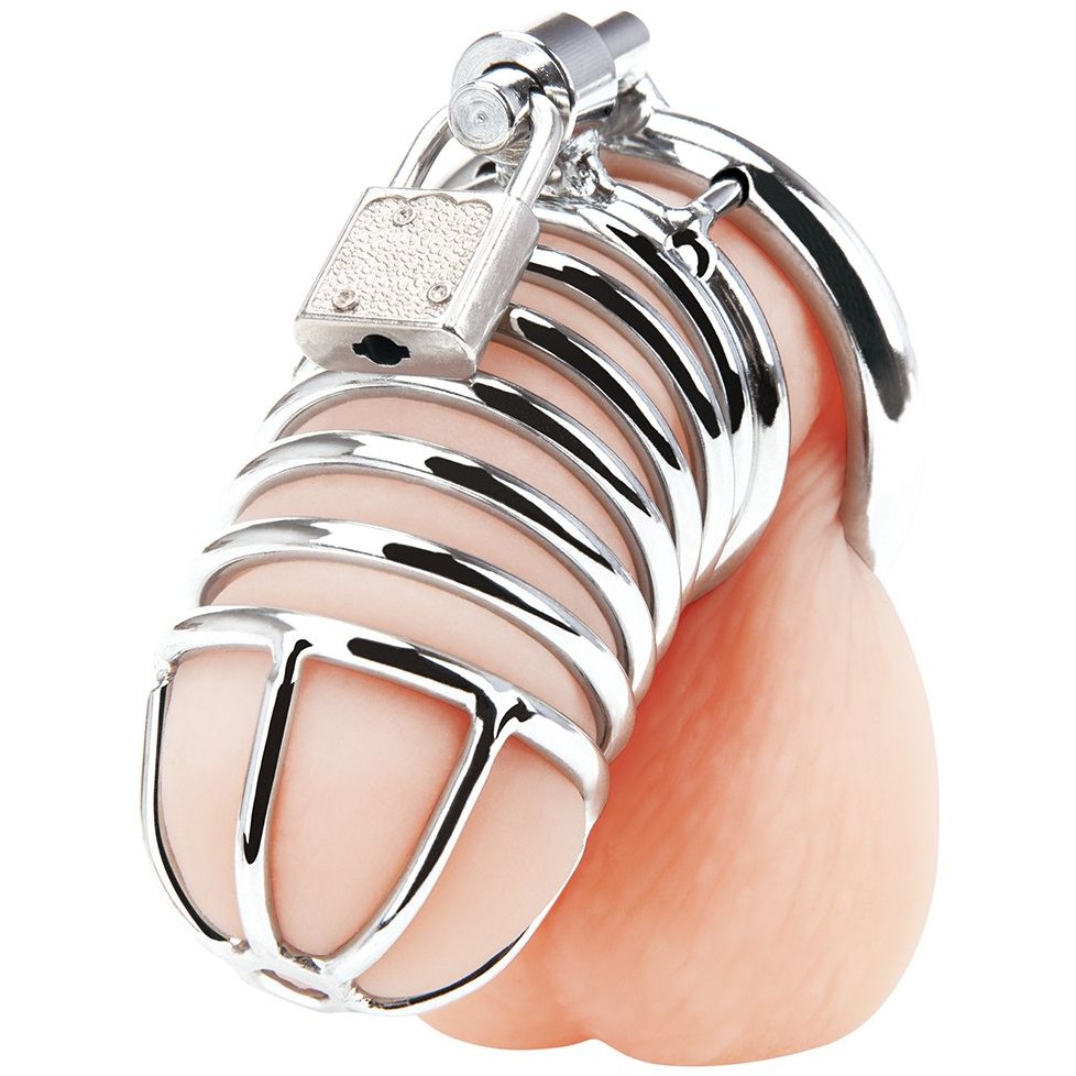 Металлическая клетка «Deluxe chastity cage» с замком, BlueLine BLM5014