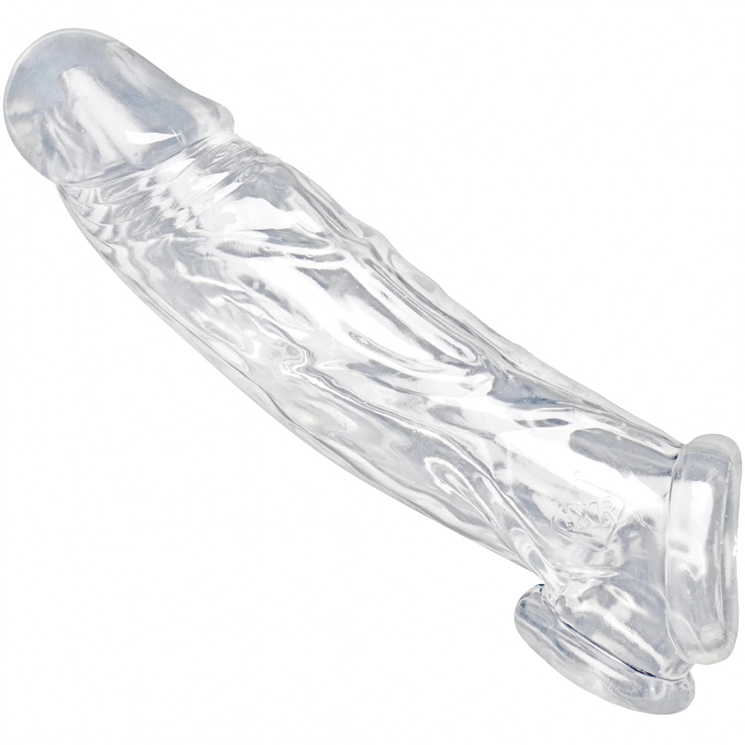 Насадка для увеличения члена «Size Matters Realistic Clear Penis Enhancer and Ball Stretcher» с петлей для мошонки, цвет прозрачный, XR Brands XRAF697, длина 20.3 см.