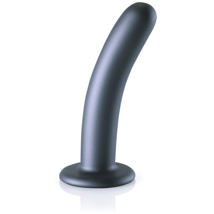 Гладкий фаллоимитатор для точки-G «Smooth Silicone G-Spot Dildo» на присоске, цвет серый, материал силикон, Shots Media OU820GUN, длина 15 см.