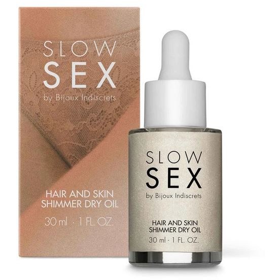 Мерцающее сухое масло для волос и кожи «Slow Sex Hair & Skin Shimmer Dry Oil», 30мл, Bijoux Indiscrets 0321, 30 мл.