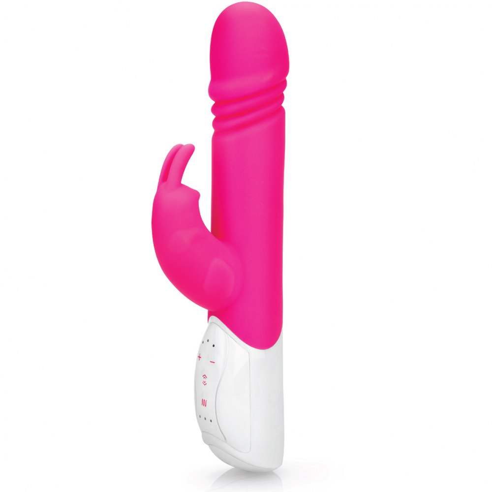 Кролик-вибратор «Thrusting Rabbit Vibrator» с толкающей головкой от компании Rabbit Essentials,цвет розовый, RR-008-PNK, длина 24 см.