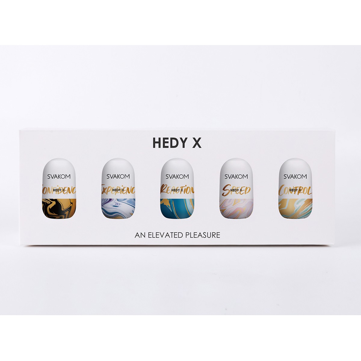 Набор из 5 мастурбаторов «Hedy X5 Mixed» разной формы и текстуры, Svakom SL42A, длина 9 см.