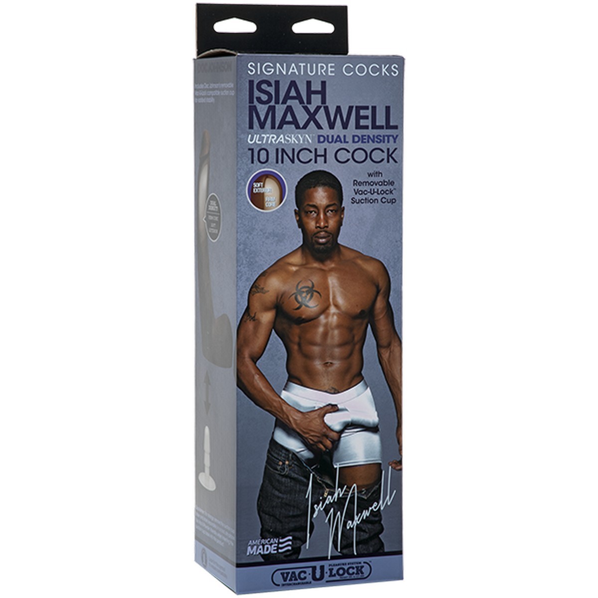 Фаллоимитатор реалистик «Isiah Maxwell 10 Ultraskyn» со съемной присоской, цвет коричневый, Doc Johnson 8160-11 BX DJ, длина 26 см.