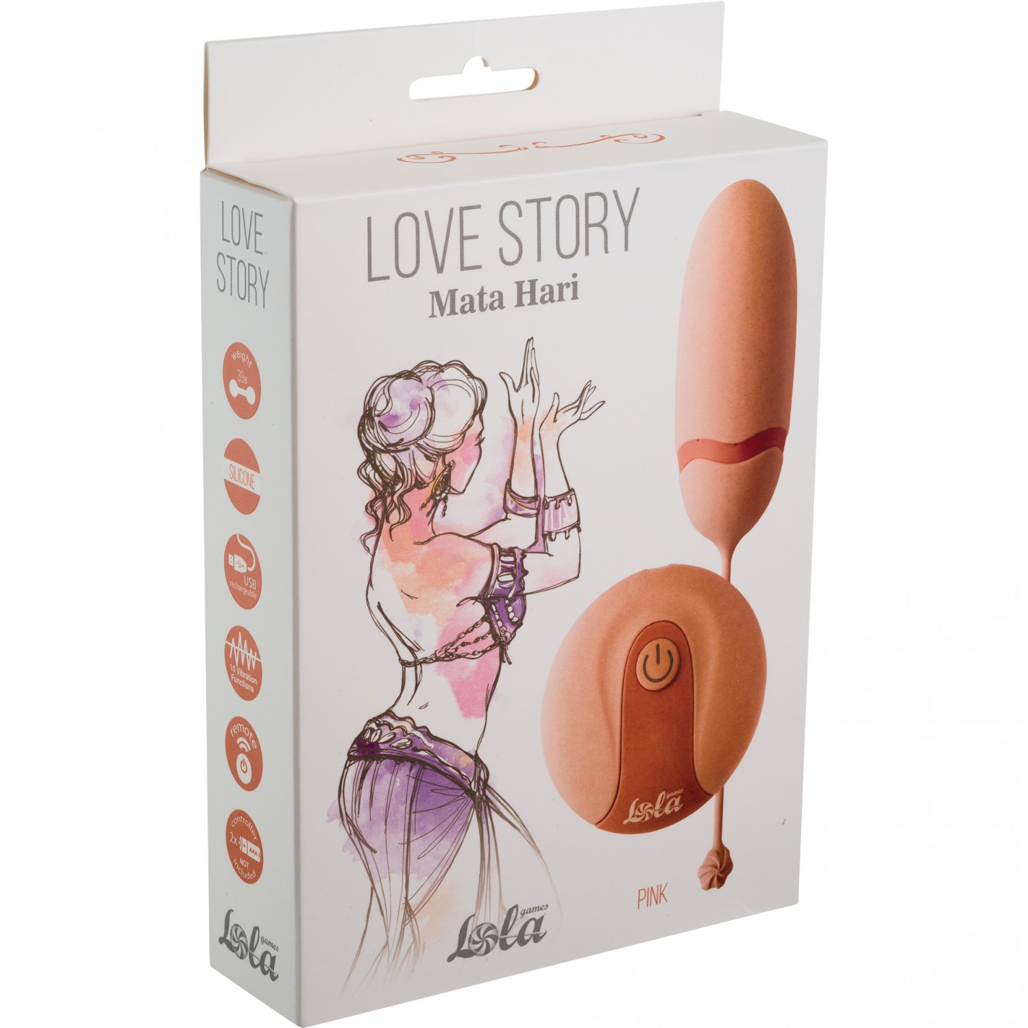 Виброяйцо на пульте управления Love Story «Mata Hari Pink», цвет розовый, Lola Toys 1800-00Lola, длина 14.6 см.