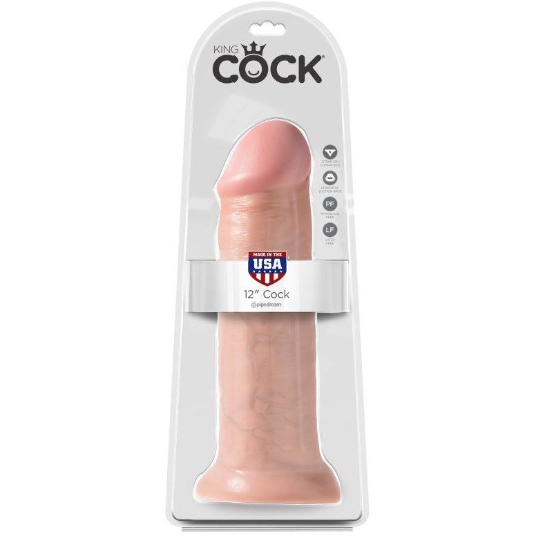 Фаллоимитатор-гигант на присоске «King Cock 12 Cock Flesh», цвет телесный, PipeDream 5538-21 PD, длина 30 см.