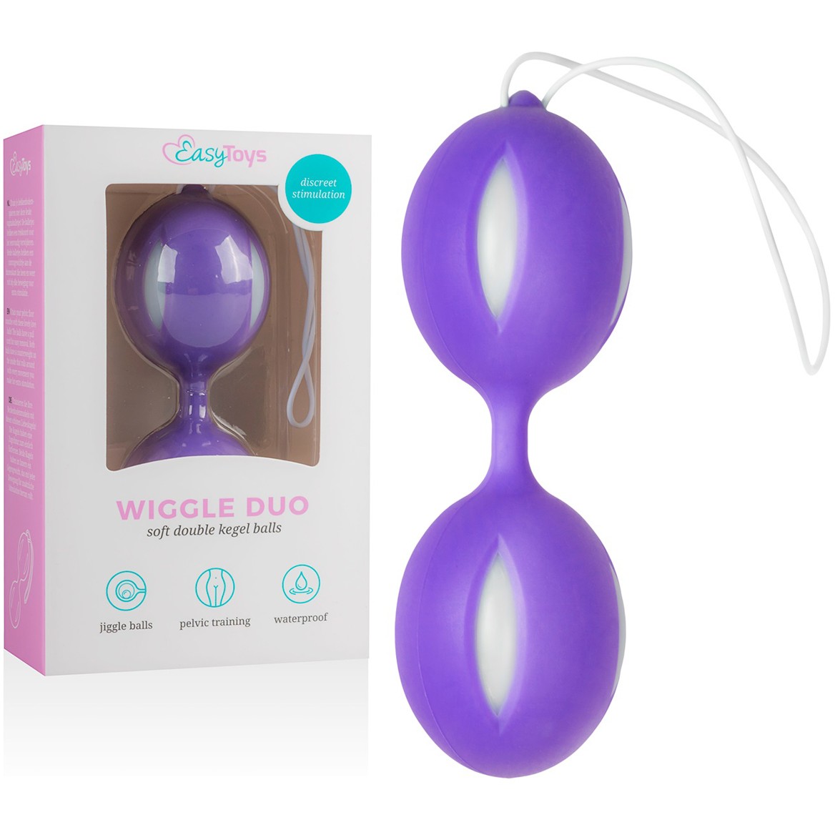 Шарики для тренировок «Wiggle Duo Kegel Ball», EDC Collections ET468PUR, длина 19 см.