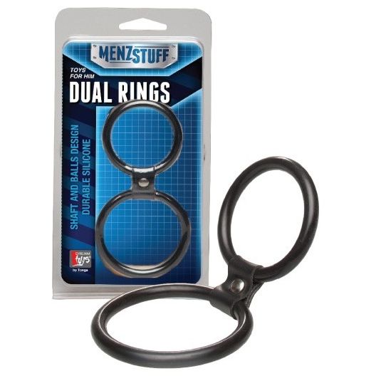 Двойное эрекционное кольцо «Dual Rings Black» от компании Dream Toys, цвет черный, 20025, диаметр 5 см.