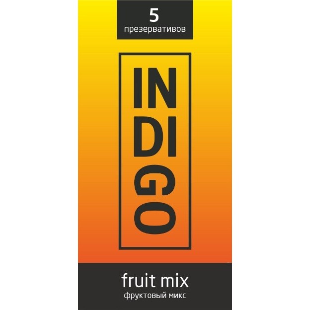 Презервативы indigo фруктовый микс с ароматомами, 5 штук, fruitmix № 5, длина 18 см.