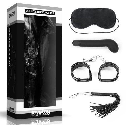 Набор для игр «Deluxe Bondage Kit» из четырех предметов, черный, Lovetoy SM1009